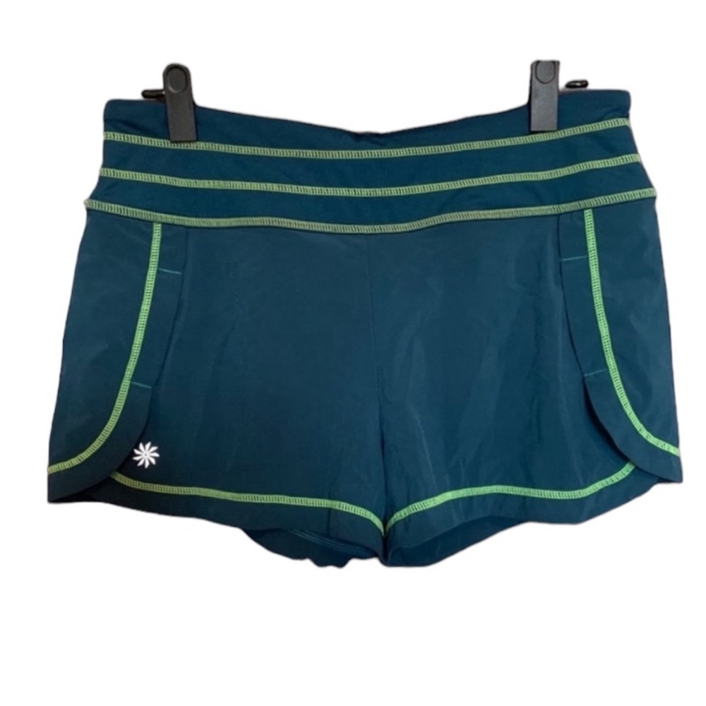 Teal & Lime Green “Stability” Athleta Running Shorts
